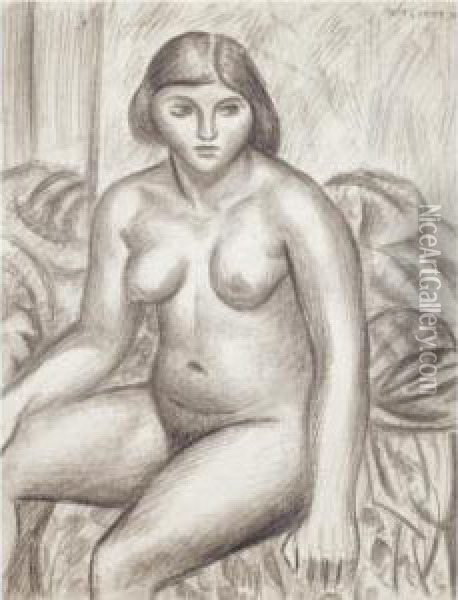 Female Nude Oil Painting - Mark Gertler