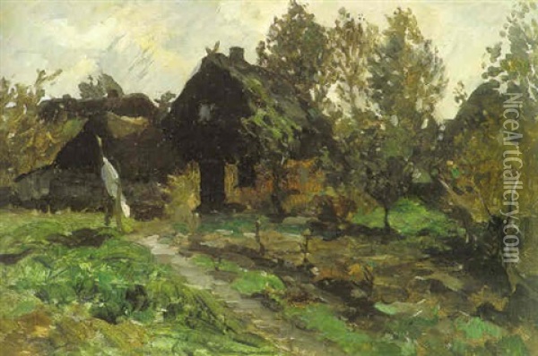 Bauernhaus In Landschaft Oil Painting - Thomas Herbst