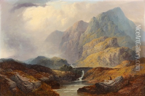Bridge Of Three Waters, Glen Coe Oil Painting - George Blackie Sticks