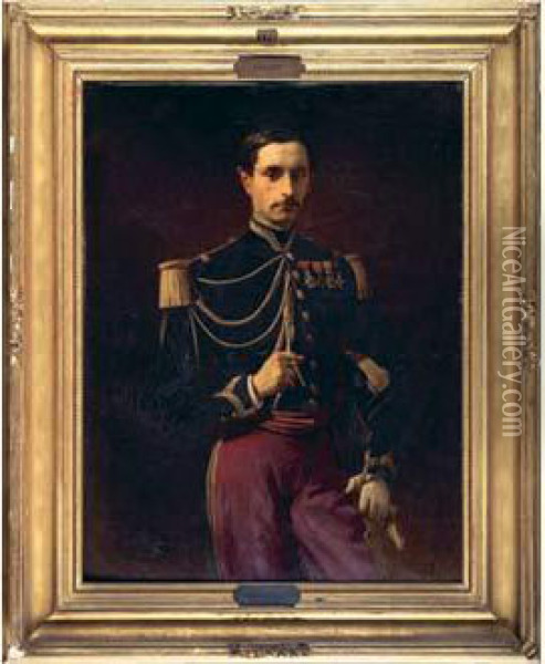 Portrait Du Baron Rene Reille, Capitaine D'etat-major Oil Painting - Edouard Armand-Dumaresq