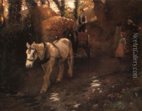 The Farm Gate Oil Painting - Harold Harvey