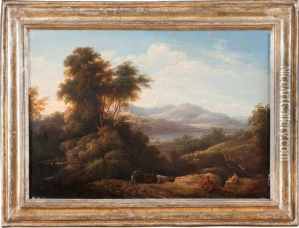 Paesaggio Con Scena Pastorale Oil Painting - Herman Van Swanevelt