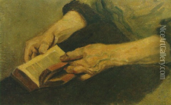 Hands Holding A Book Oil Painting - Pieter Meiners