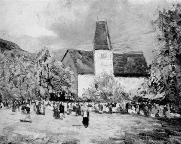 Kirchenplatz Oil Painting - Hans Ruzicka-Lautenschlaeger