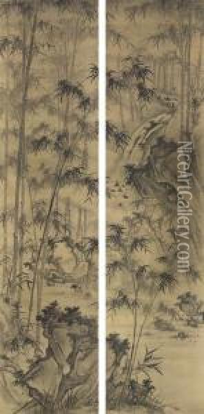 Bamboo Oil Painting - Zhu Sheng