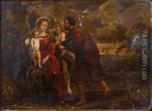 La Sainte Famille A La Grappe De Raisin Oil Painting - Cornelis I Van Dalen