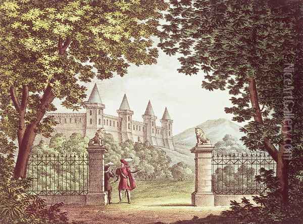 The Gardens of Windsor Castle, set design for the opera Anna Bolena, engraved by Ricordi Oil Painting - Alessandro Sanquirico