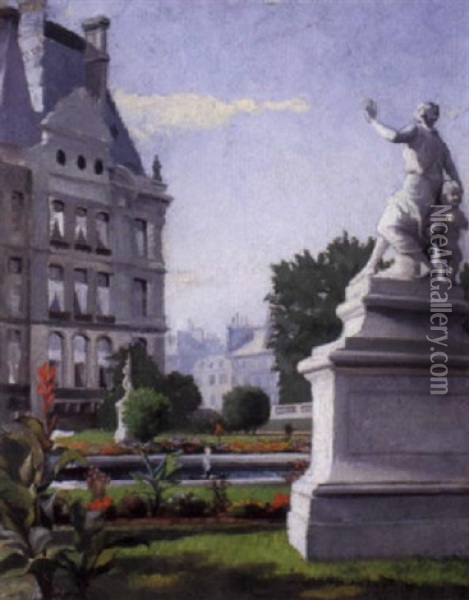 Tuileries Gardens, The Louvre, Paris Oil Painting - John Wycliffe Lewis Forster