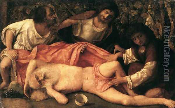 Drunkennes of Noah c. 1515 Oil Painting - Giovanni Bellini