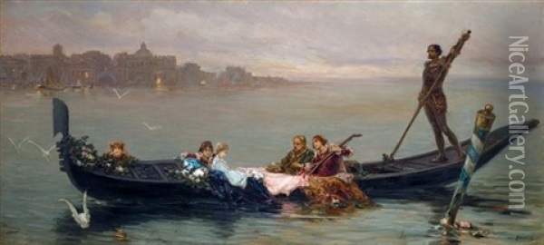 Venetian Serenade Oil Painting - Vasili Aleksandrovich Kotarbinsky