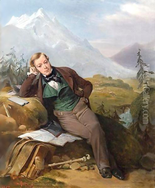 Portrait D'Un Geographe Dans La Montagne Oil Painting - Frederic Henri Schopin