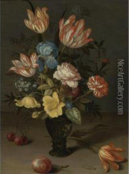 Still Life Of Tulips Oil Painting - Balthasar Van Der Ast
