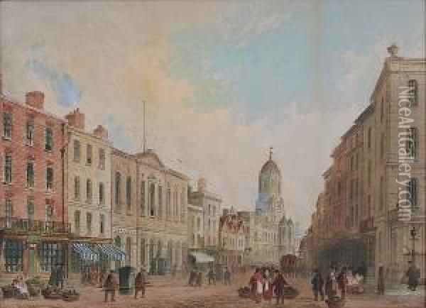 View From Carfax Towards The Old Town Hall And Christ Church, Oxford Oil Painting - Paul Braddon