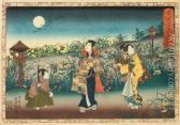 Oban Yoko-e Oil Painting - Kunisada