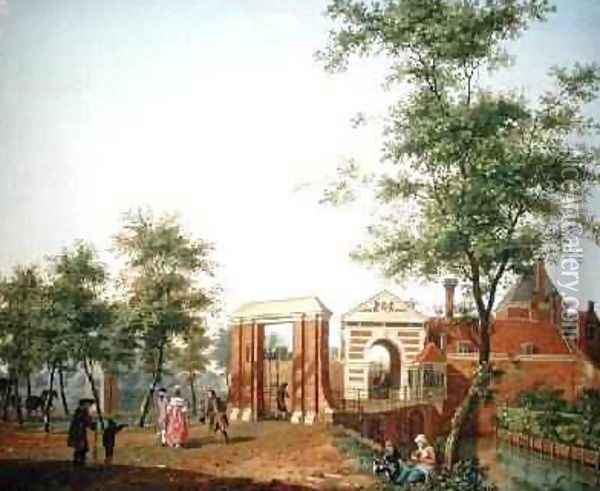 View of the Zylpoort, Harlem, 1780 Oil Painting - Isaak Ouwater