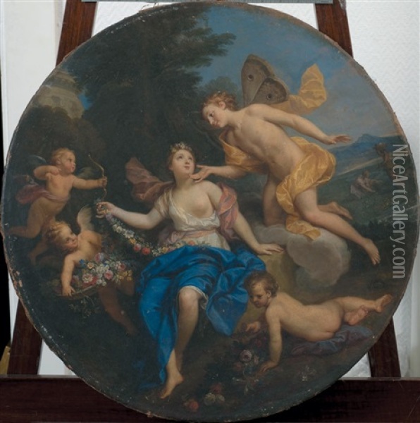 Flore Et Zephyr Oil Painting - Louis de Boulogne the Younger