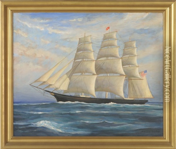 Ship At Sea Oil Painting - Harold C. Dunbar