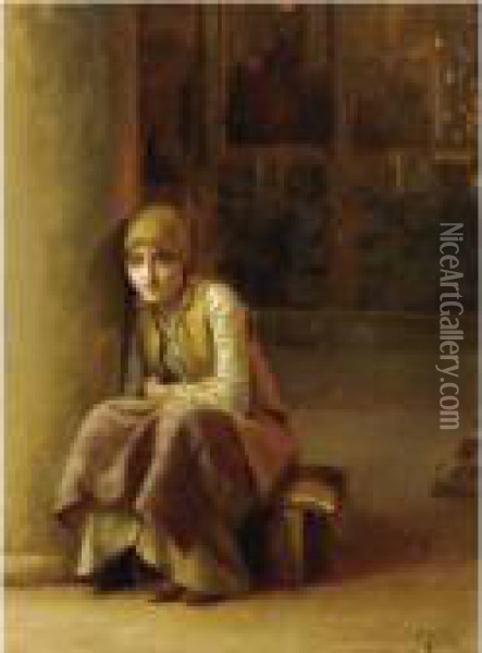 A Pensive Moment Oil Painting - Theodore Jacques Ralli