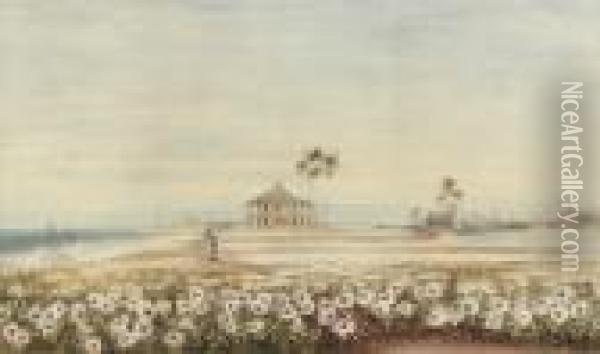 A View Of The Fortifications From Galle Face Oil Painting - Andrew Nicholl