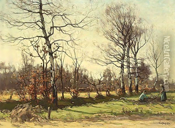 Landschap Met Berken Oil Painting - Paul Bodifee