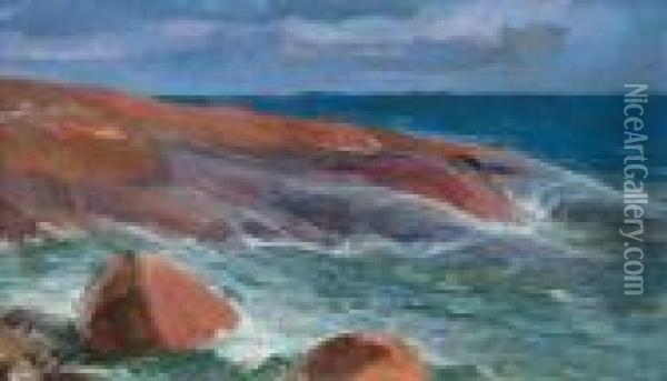 Cliffs In Hanko Oil Painting - Venny Soldan-Brofelt