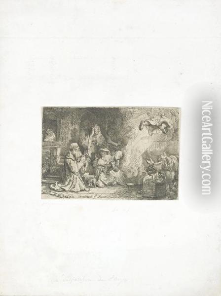 The Angel Departing From The Family Of Tobias; The Tribute Money Oil Painting - Rembrandt Van Rijn
