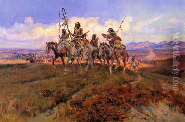 The Wolfmen Oil Painting - Charles Marion Russell