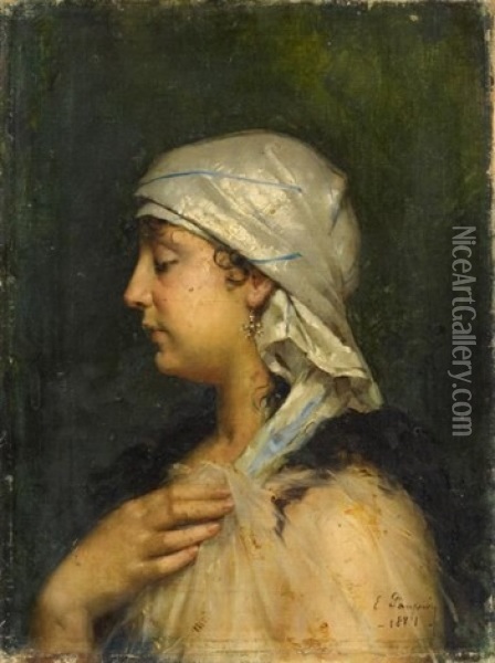 Portrat Einer Jungen Frau Oil Painting - Edouard Jerome Paupion