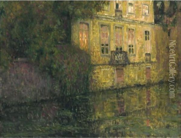 Le Quai Vert, Bruges Oil Painting - Henri Eugene Augustin Le Sidaner