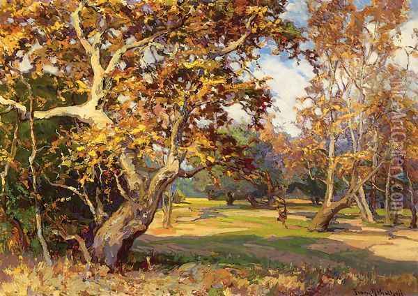 View of the Arroyo Seco from the Artist's Studio Oil Painting - Franz Bischoff
