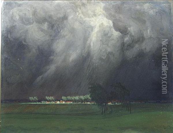 De Storm. Oil Painting - Constant Montald