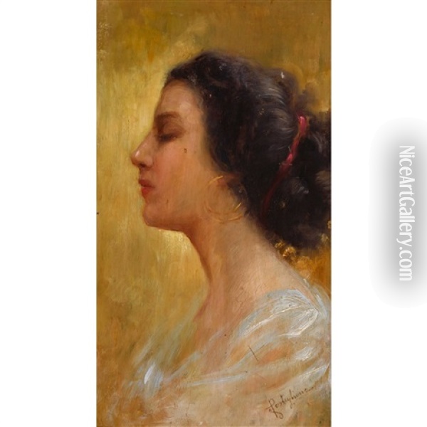 Frauenportrat Im Profil Oil Painting - Salvatore Postiglione