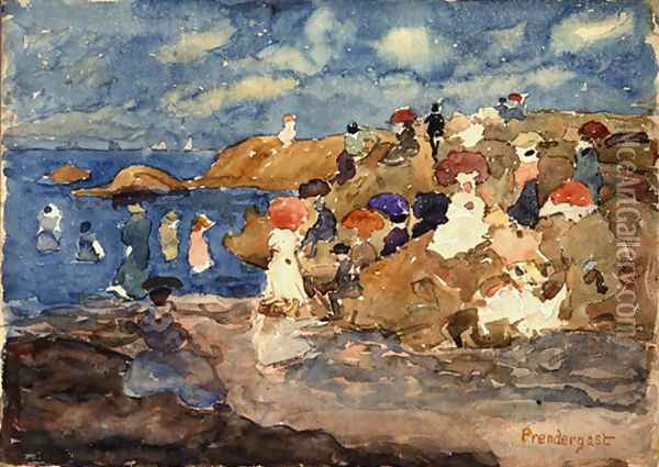 Revere Beach 2 Oil Painting - Maurice Brazil Prendergast