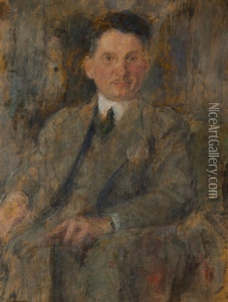 Portrait Of Man - Stanislaw Burtan Oil Painting - Olga Boznanska