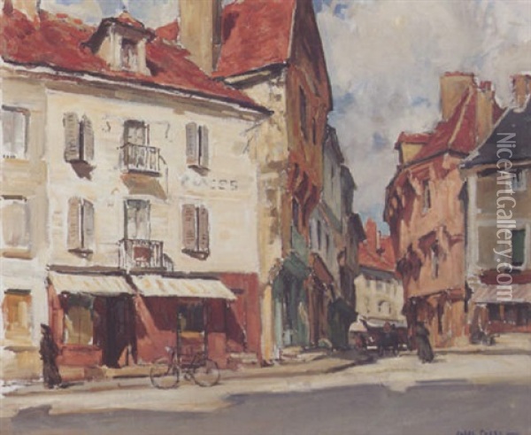Place De L'eglise A Semur (no.39) Oil Painting - Jules Eugene Pages