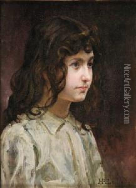 Portrait De Fillette Oil Painting - Jean-Paul Laurens