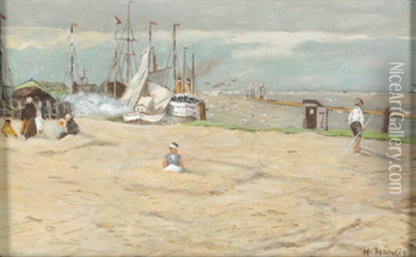 Am Strand Oil Painting - Hugo Muehlig