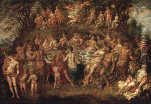 The Banquet Of The Gods Oil Painting - Hendrick De Clerck
