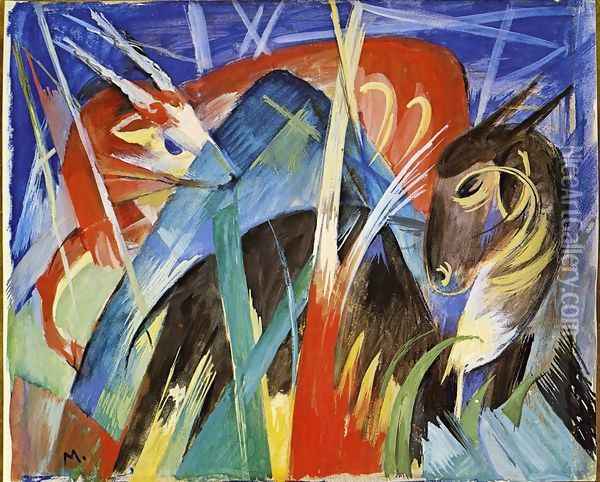 Fairy Animals Oil Painting - Franz Marc