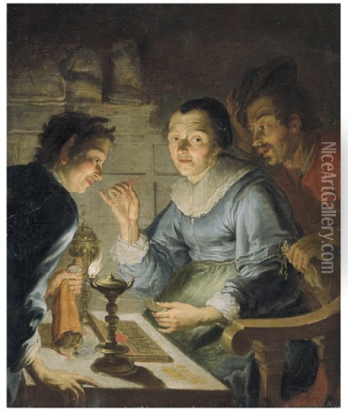 Allegoria Dell'avarizia (donna Che Pesa Monete) Oil Painting - Joachim von Sandrart the Elder
