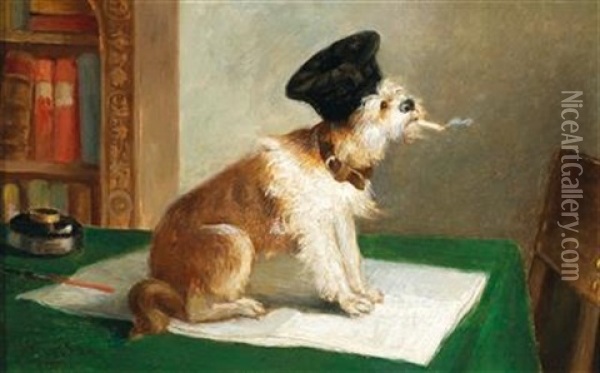 A Clever Dog Oil Painting - Nicaise de Keyser