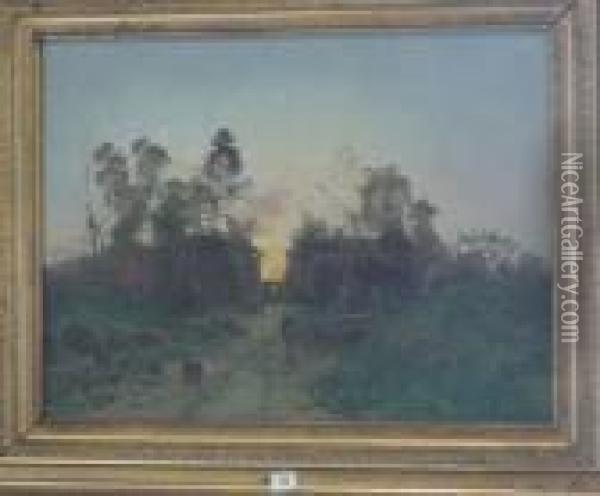 Paysage Au Crepuscule Oil Painting - Gaston Anglade
