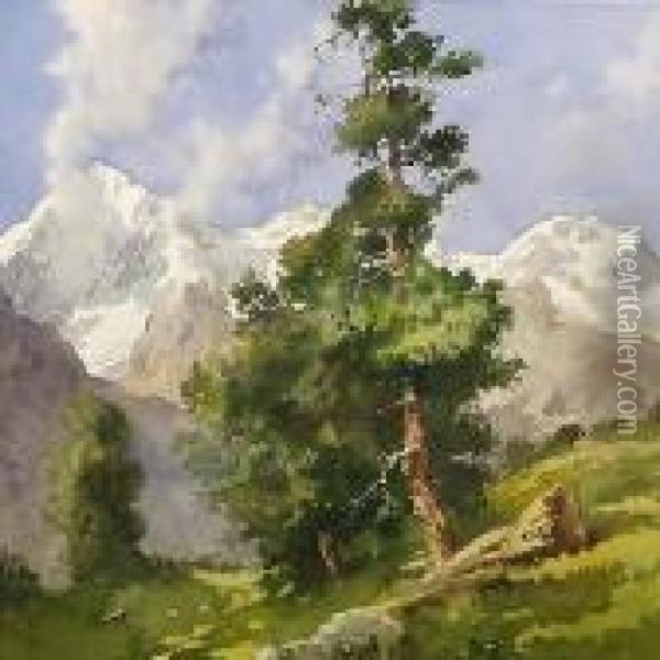 Paesaggio Di Montagna Oil Painting - Aurelio Craffonara
