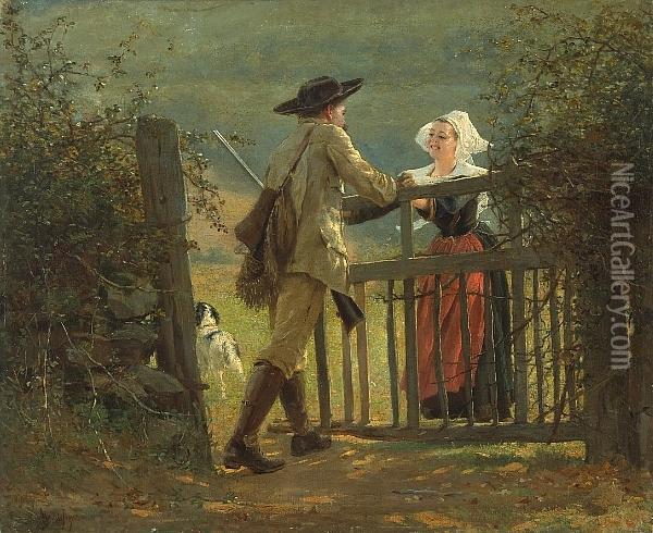 Off To The Hunt Oil Painting - Alphonse Gaudefroy