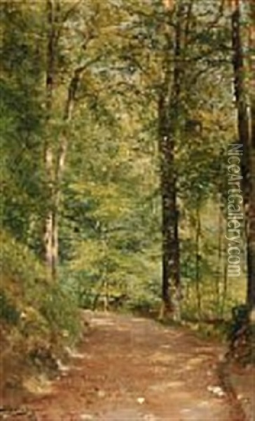 A Summer Day In The Woods Oil Painting - Karl Peter August Schlichting-Carlsen