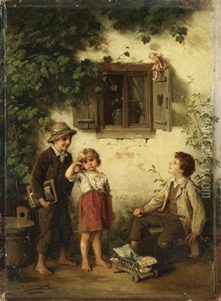 Spielende Kinder Im Garten Oil Painting - Mari ten Kate