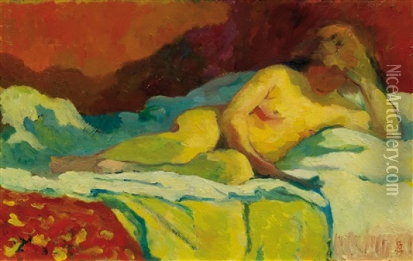 La Lettrice (the Reader) Oil Painting - Giovanni Giacometti