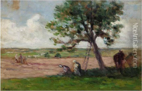 Rolleboise, La Cueillette Des Pommes Oil Painting - Maximilien Luce
