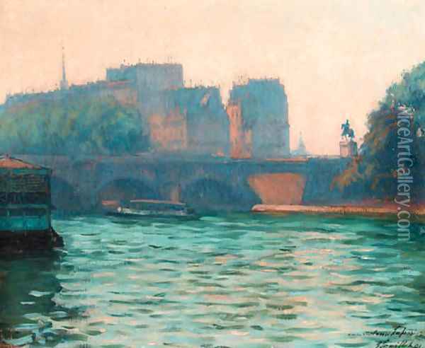 Pont Neuf et I'Ile de la Cite Oil Painting - George Souillet