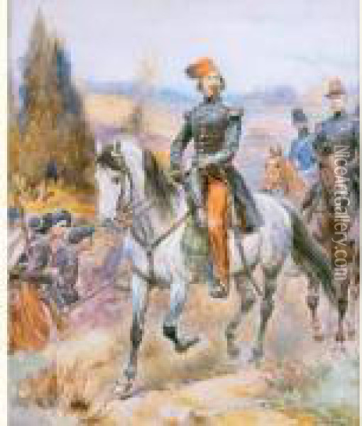 Le Lieutenant Colonel Caurobert 1847 Oil Painting - Alphonse Lalauze